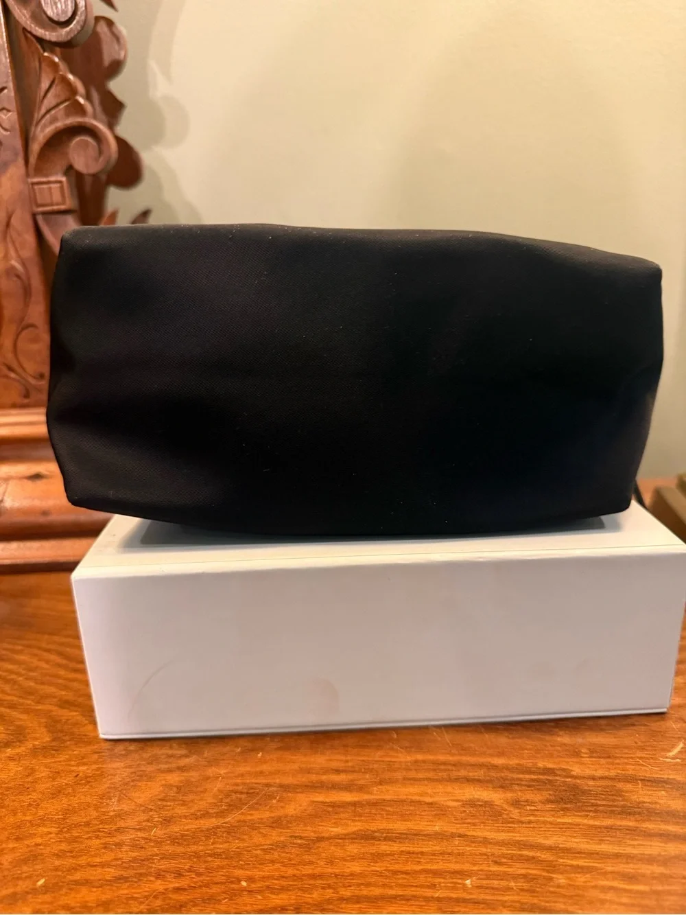 kate spade Black Nylon Cosmetic Pouch with Gold Logo Plaque